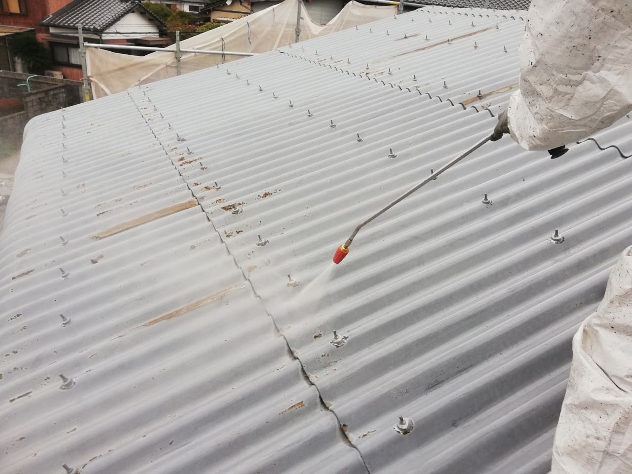 スレート屋根 高圧洗浄