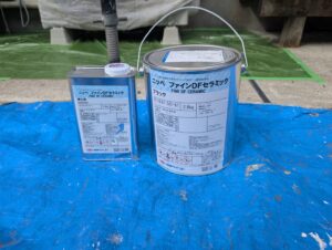 宗像市A様邸外壁塗装 材料 外壁ブラック(フッ素塗料)